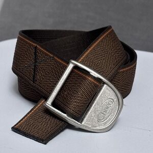 Chaco Belt Brown Webbing Chinch Strap Metal Buckle Outdoor Hiking Woven Utility